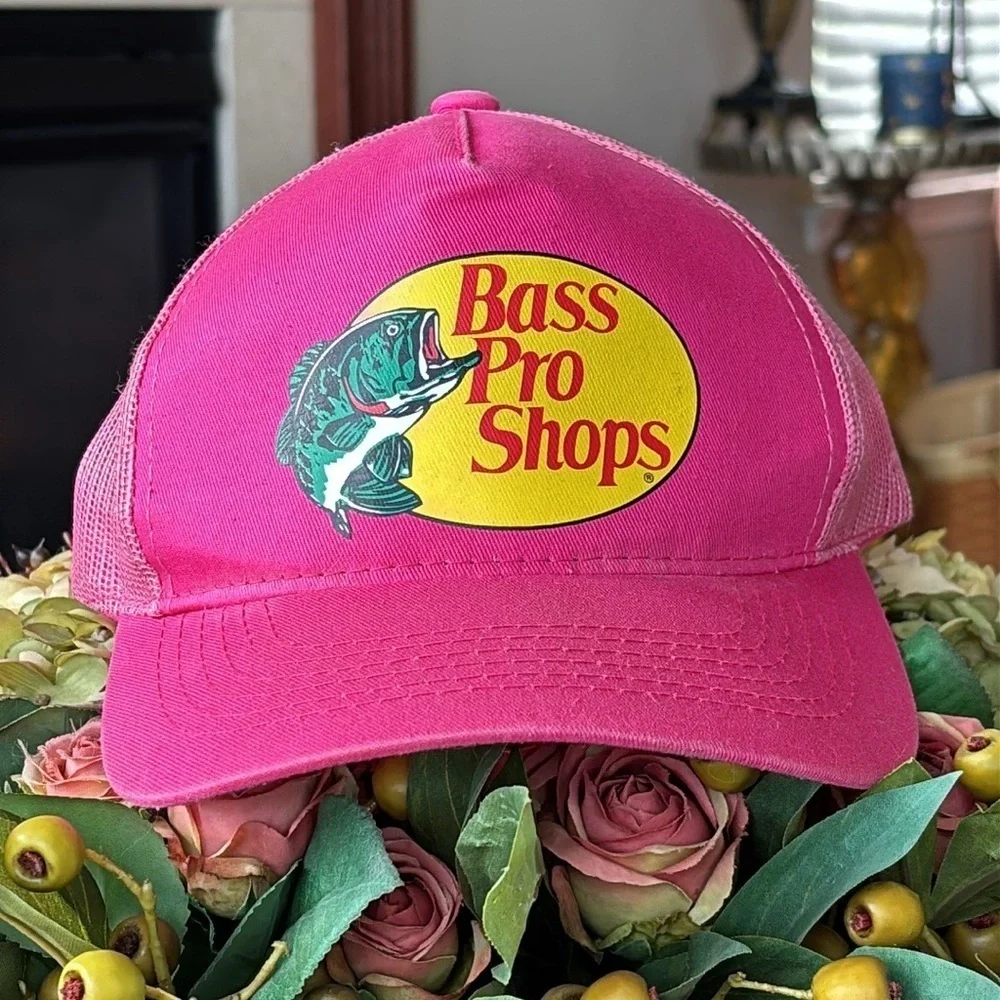 Bass Pro Shops Mesh Trucker Cap Pink Adjustable Fishing Hat Outdoor Girly